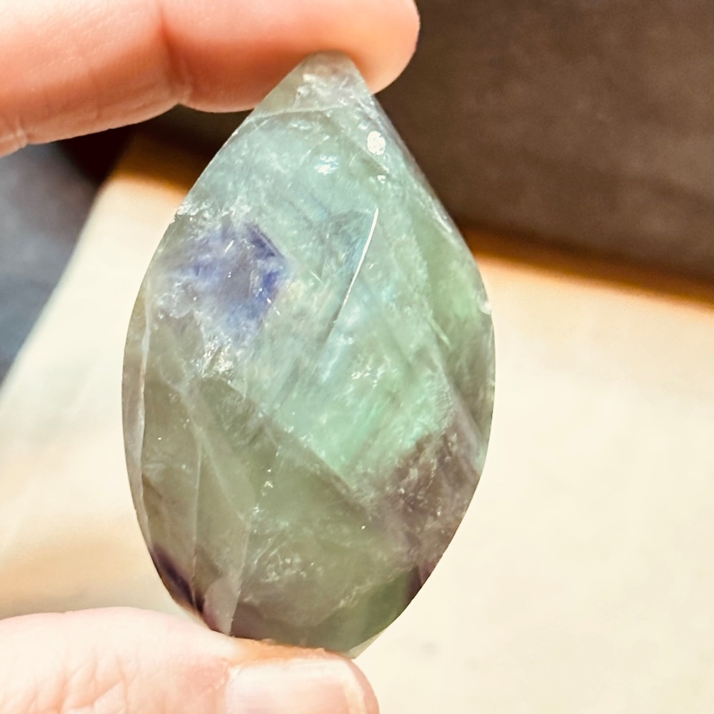 Rainbow Fluorite Faceted Freeform Crystal Spiritual Clarity Focus Green Purple - Picture 3 of 11